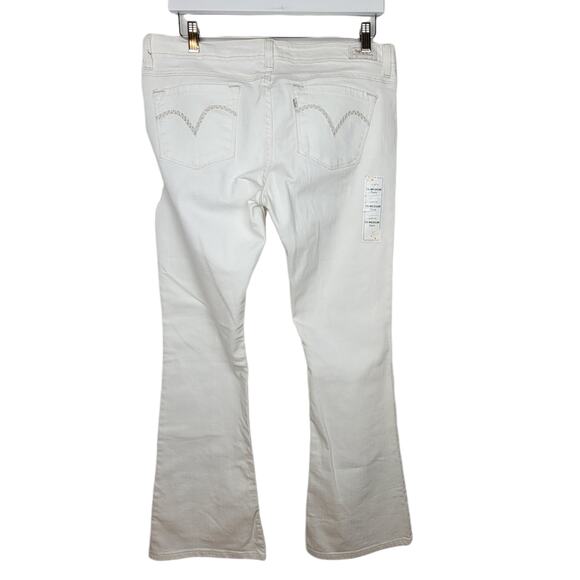 LEVI'S White Flare Ultra Low Rise Stretch Denim Jeans - Size 15 Medium - Picture 6 of 9